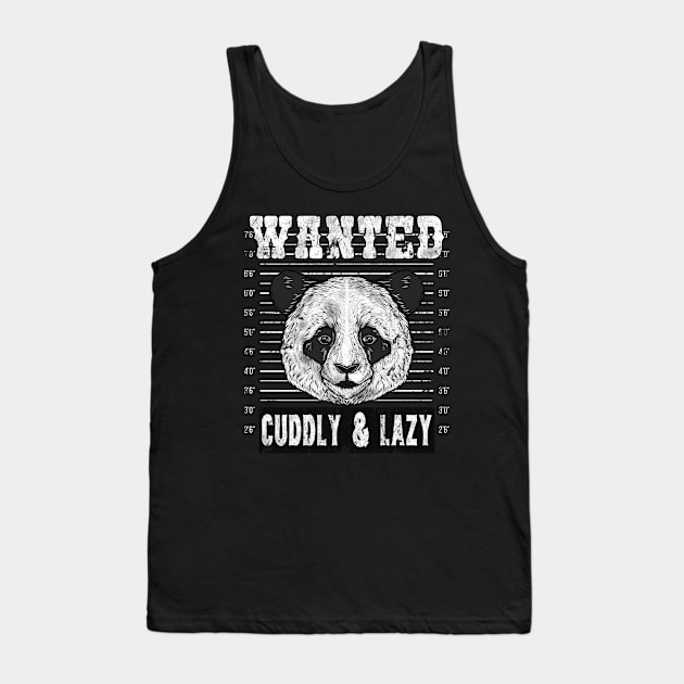 Wanted Panda Bear Mugshort funny Gifts Tank Top by Foxxy Merch